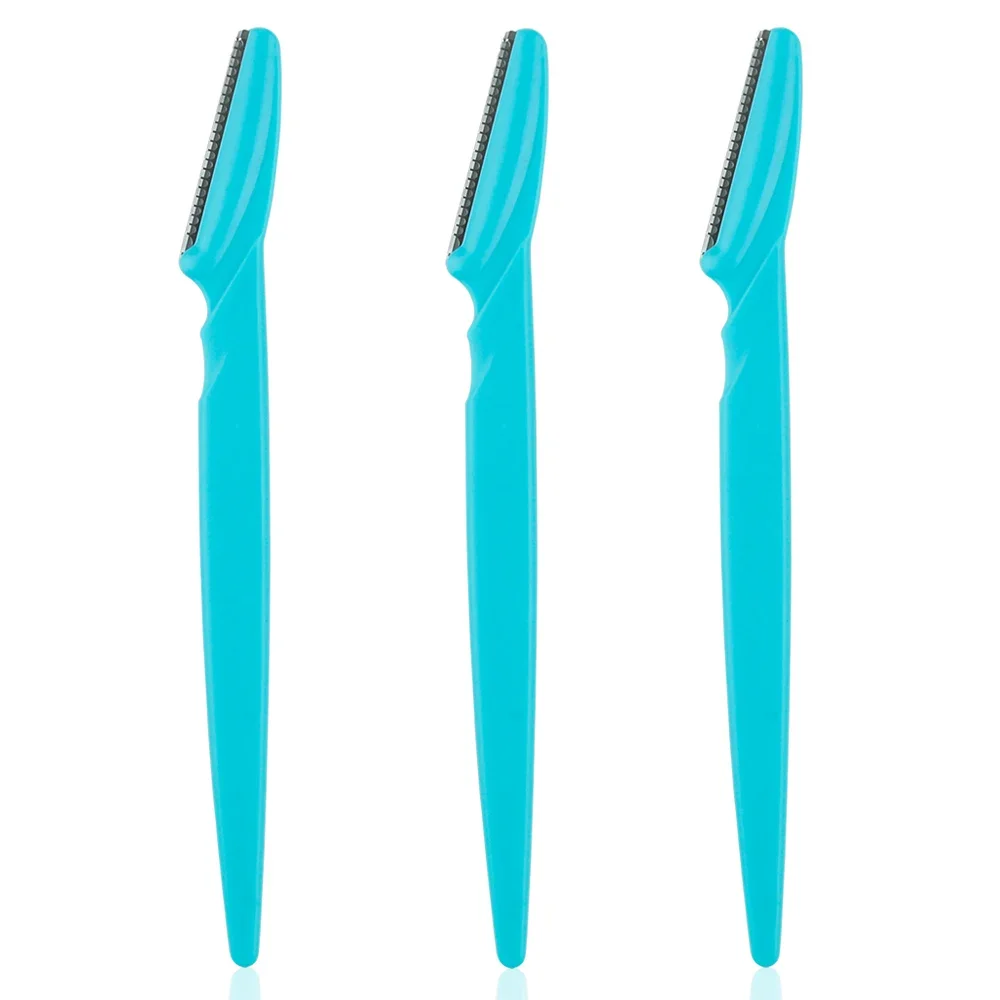 Cortadores de depilación para cejas, cuchillo de seguridad, raspador de maquillaje, recortador de cejas, afeitadora facial portátil, 3/10 Uds.: Negro y plata