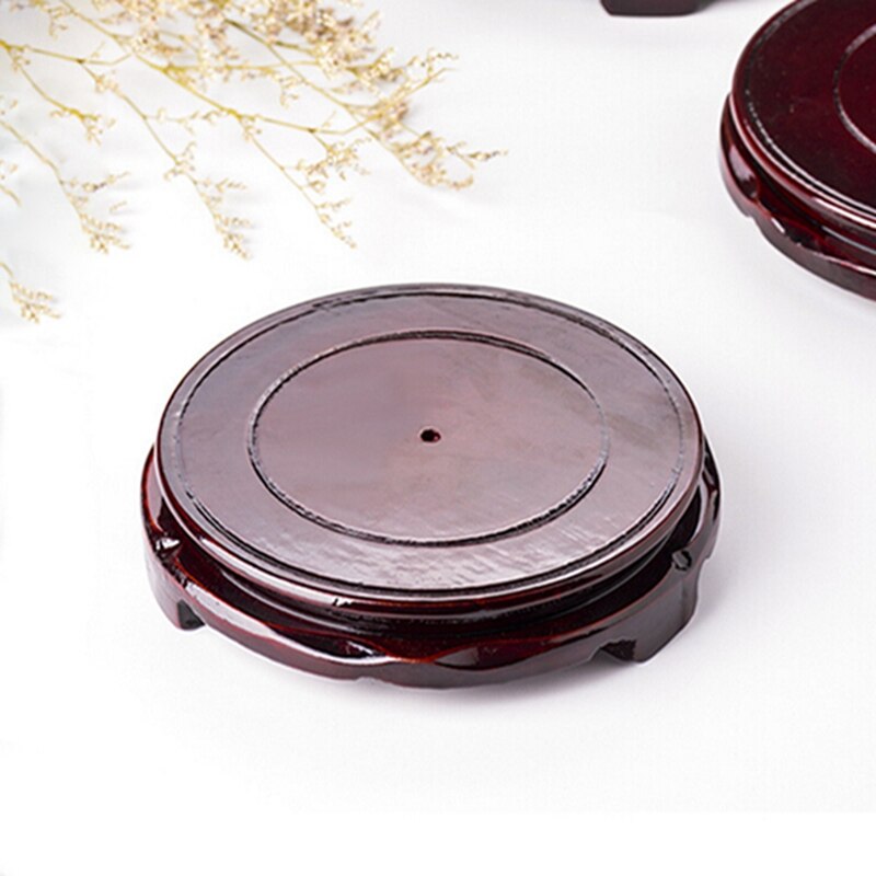 Base giratoria de madera para acuario, florero redondo de cerámica, Base de piedra, tetera, marco de madera, soporte para decoración del hogar, 1 ud.