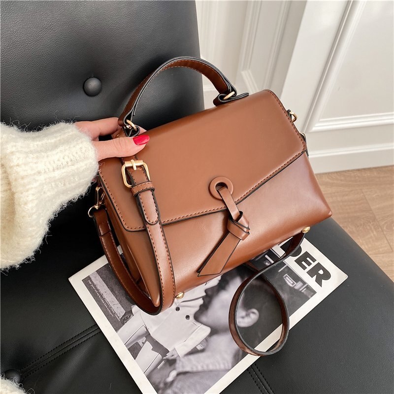 Mode Gewoon Pu Lederen Crossbody Tassen Voor Vrouwen Effen Kleur Schouder Tas Dame Keten Reizen Kleine Handtassen: brown