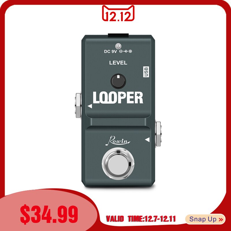 Rowin Tiny Looper Electric Guitar Effect Pedal 10 Minutes of Looping Unlimited