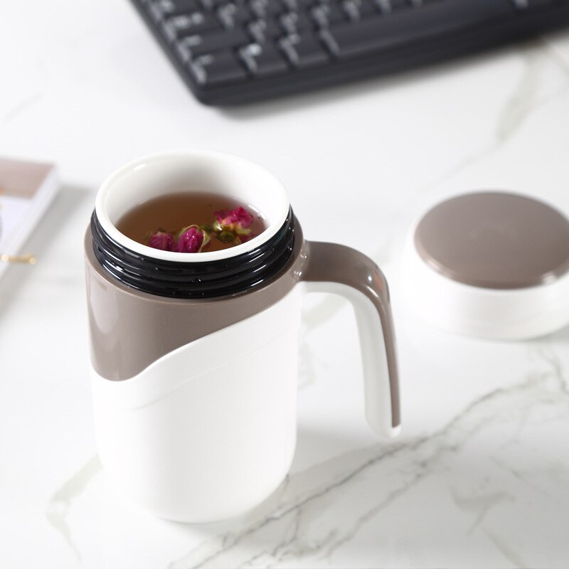 Termo de cerámica a prueba de fugas para uso en el hogar, taza de café aislante, para oficina, té, con mango, 380ml