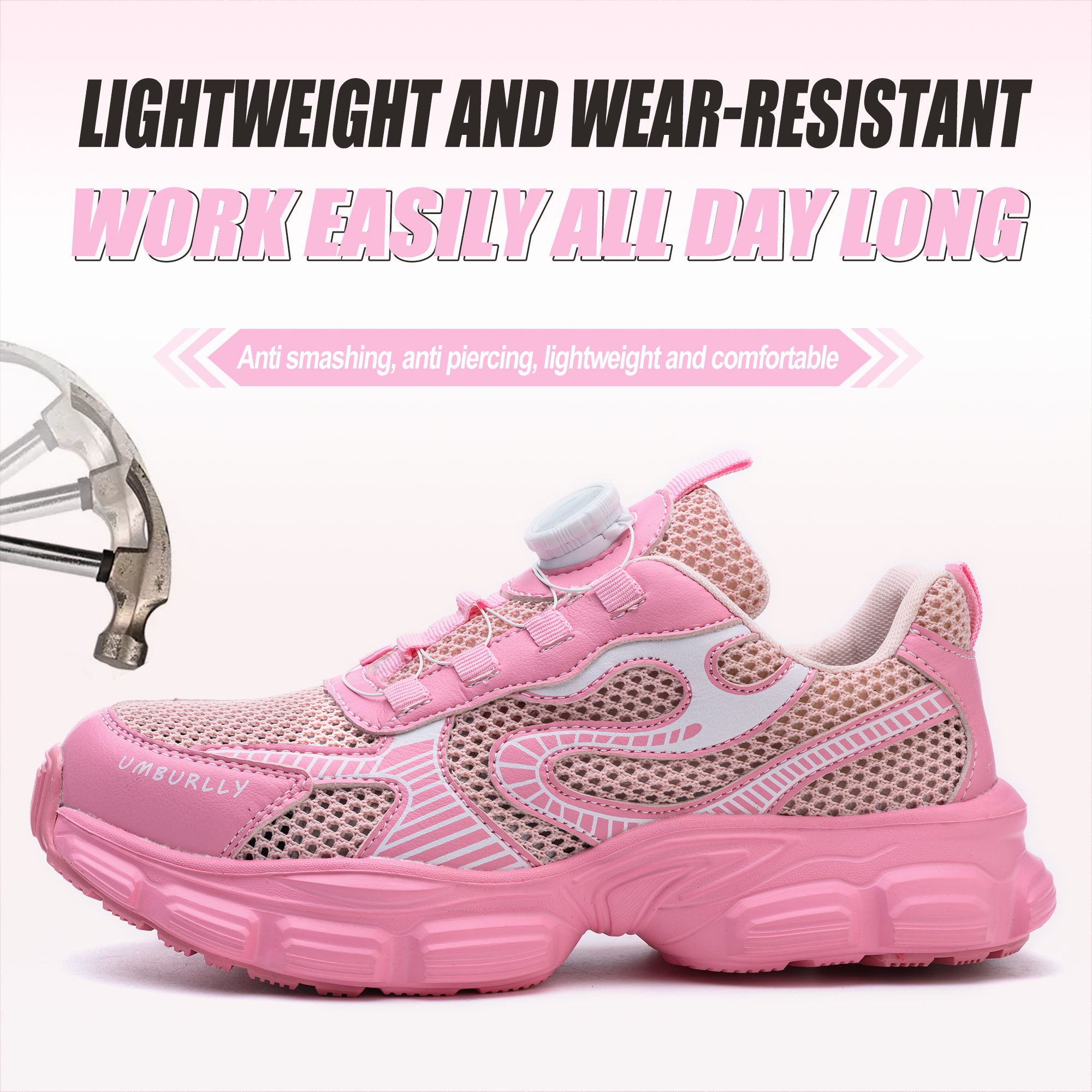 Chaussures de sécurité anti-écrasement et anti-coup de couteau pour femmes, avec capuchon en acier, antidérapantes, sans laçage, bouton rotatif, modèles chauds,