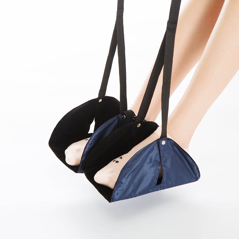 Outdoor Portable Footrest Polyester Flight Foot Rest Pillows Travel Airplane Leg Hammock Relieve Feet Swelling Footrest: double deep bue