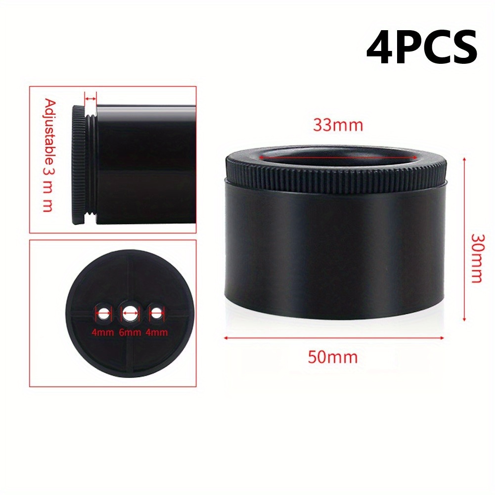 4 stuks zware bank- 55mm kastpoten, meubelverhogers, extra verhogingsstandaard, ronde verstelbare meubelaccessoires van abs 30mm: Zwart