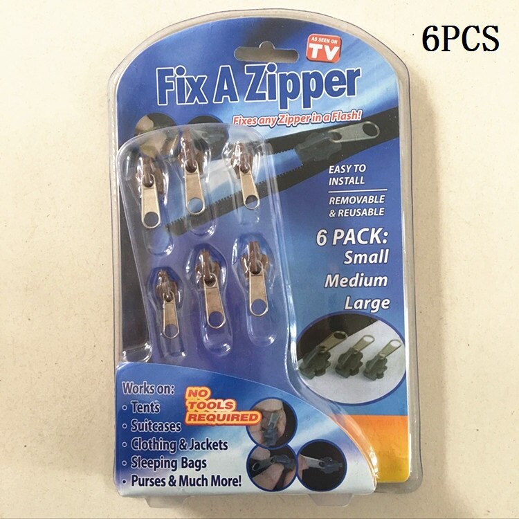 6/12pz 3 dimensioni kit di riparazione cerniera universale a correzione istantanea sostituzione cerniera lampo cursore denti salvataggio nuovo design cerniere vestiti da cucito: cachi boxpacked