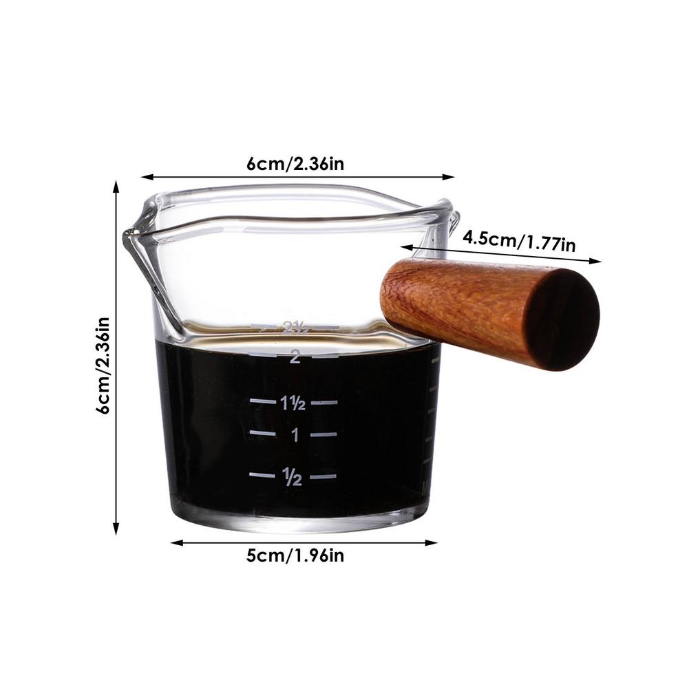 Clear Espresso Shot Glass Double Spouts Glass Measuring Cup Heat-Resistant Handle Scale Wine Milk Coffee Measure Jug: 02