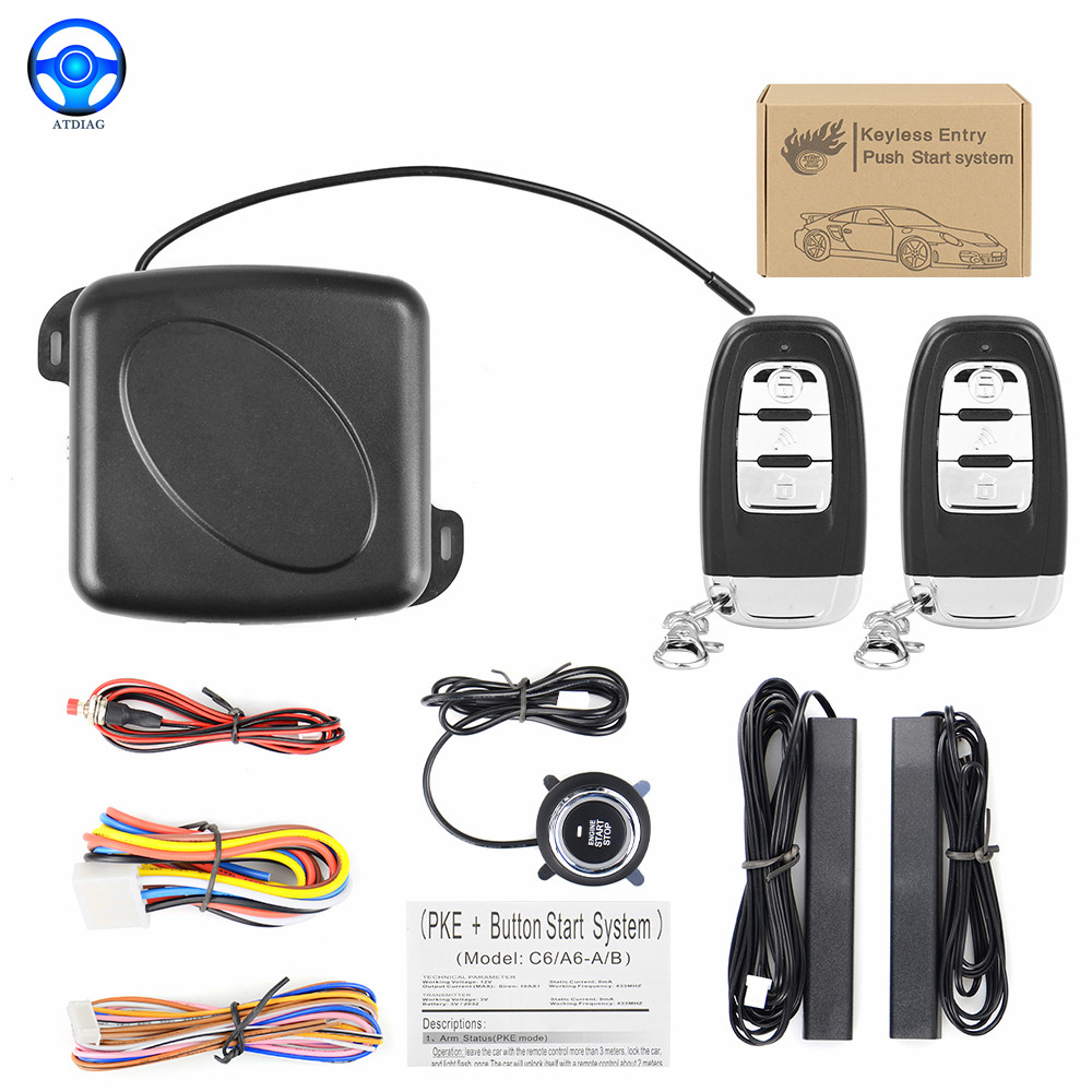 Auto car keyless entry start system one start stop engine push button vehicle alarm PKE remote start dropshiping