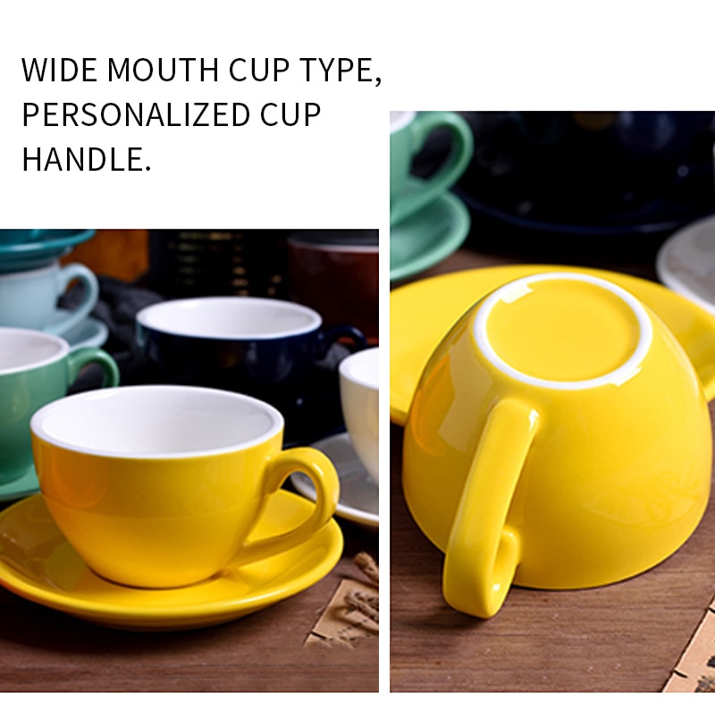 220ml High-grade Ceramic Coffee Cups Coffee Cup Set Simple European Style Cappuccino Flower Cups Latte Mug