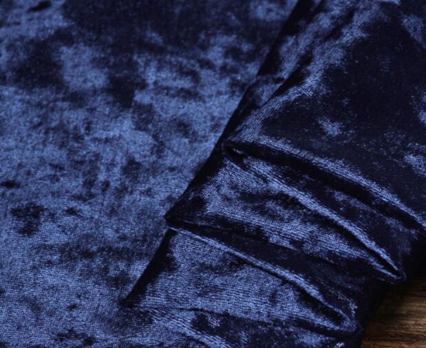 Sammetstyg tyg skrynkligt vackert silkeslent velourtyg för sammetsklänning kläder lyxigt mjuk sammet hemtextilgardin: 4 marin