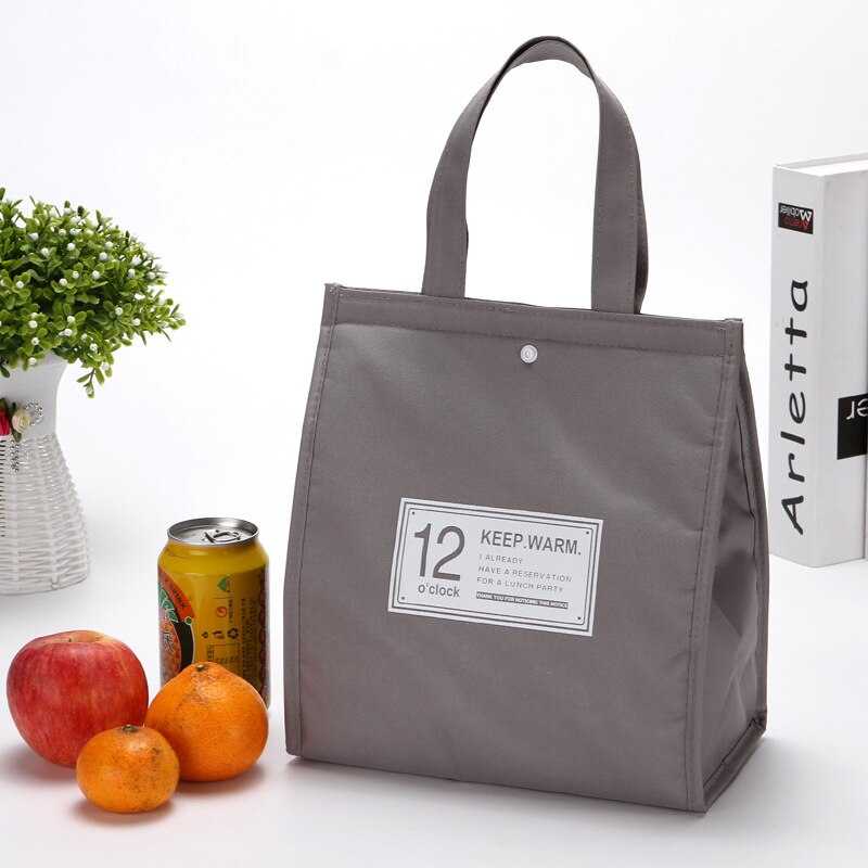 Saco de comida de almoço pacote de mão portátil moda à prova doxford água oxford pano de grande capacidade das mulheres dos miúdos dos homens trabalhar cooler tote bolsas: Grey