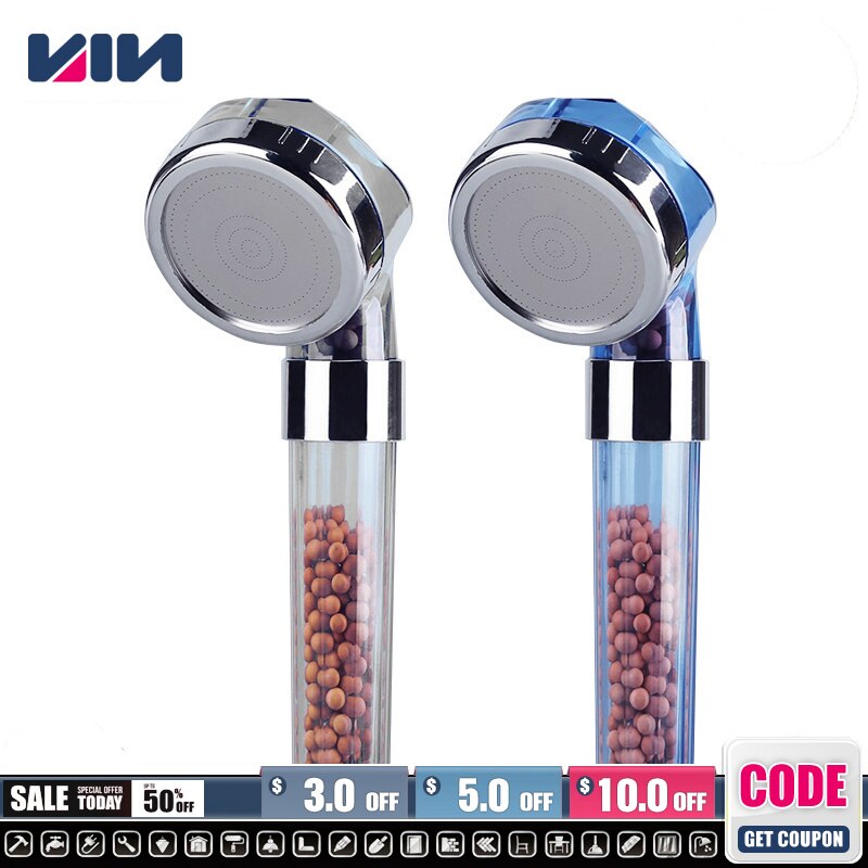 Negative Ion SPA Bath Shower Head High Pressure Bathroom Water-Saving Stones Beeds Rain Watering Filter Supercharged Showerhead