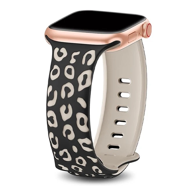 Correa para Apple Watch 10 Band 40mm 44mm 42mm 45mm 41mm 49mm 38mm Correa grabada de silicona serie 8 9 7 SE 6 5 ultra 2 3: Negro y gris / 19mm