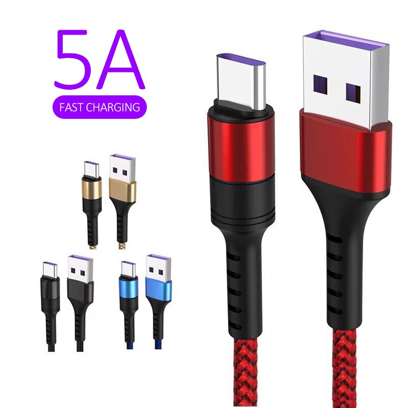 1pcs Mobile Phone Cable Type C 5A Fast Charging Cable USB 3.0 For Huawei Samsung Data Transfer Data Line 0.5m 1m For Samsung