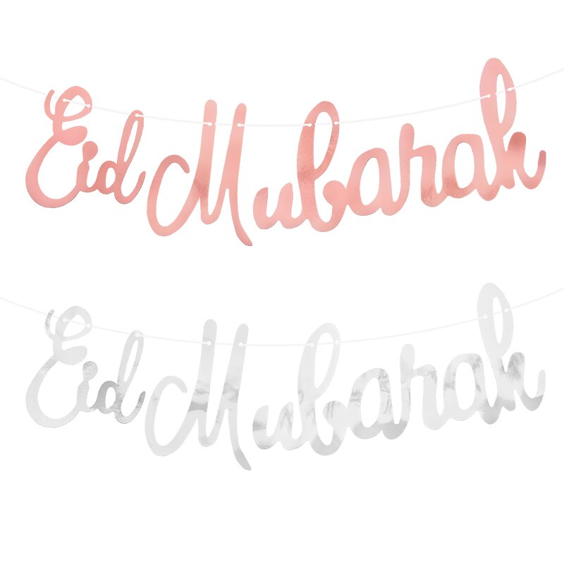 Goud Eid Mubarak Banner Muur Opknoping Ramadan Kareem Papier Guirlande Eid Vlag Festival Bunting Islamitische Moslim Mubarak Decoratie