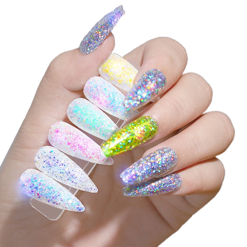 12 cores luz cebola em pó sinfonia glitter lantejoulas glitter decoração da arte do prego mudança de cor tamanho conjunto misto ty