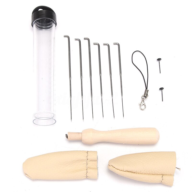 14Pices Woolen Needle Felting Starter Kit Wool Felt Tools Mat included Needles Finger Poke Branches Accessories Craft Set