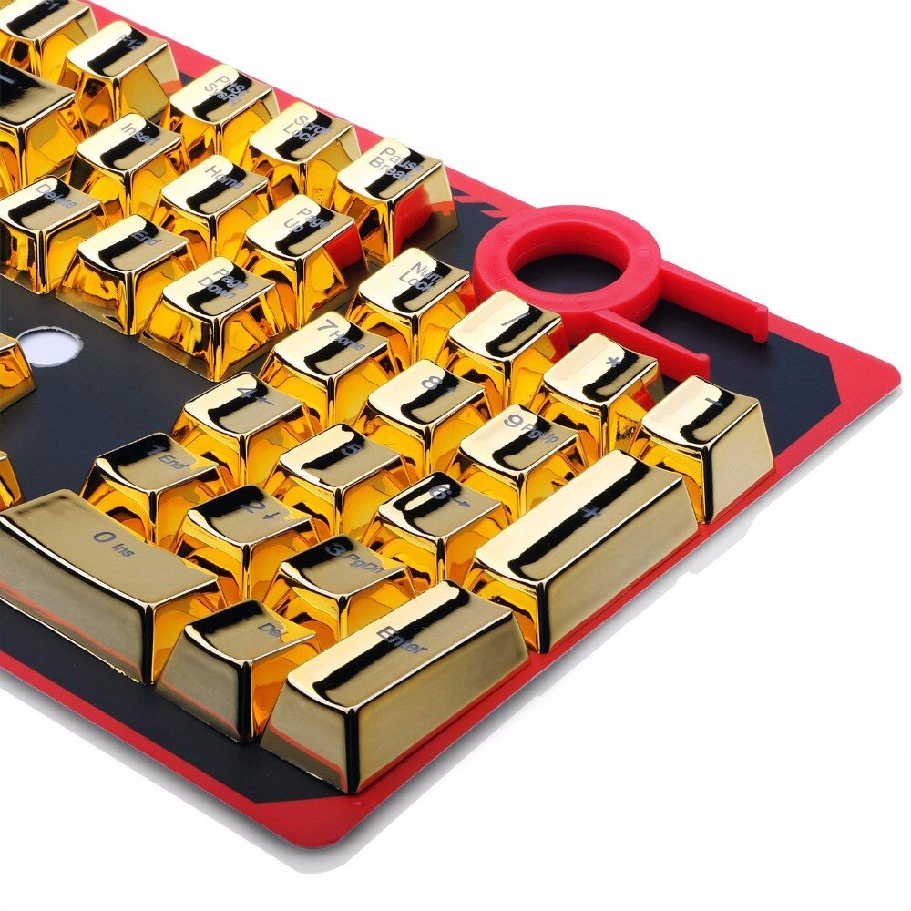 Teclas metálicas galvanizadas de Color dorado, 104 teclas, 87 teclas, 81 teclas para teclado mecánico retroiluminado, PBT, doble disparo bicolor