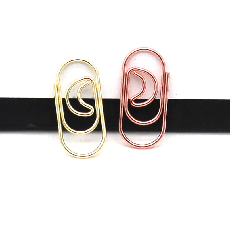 Mini Clip de papel de Luna, Clips de papel de Metal, clip pequeño decorativo de forma especial, alfileres de papel de modelado de Color oro rosa