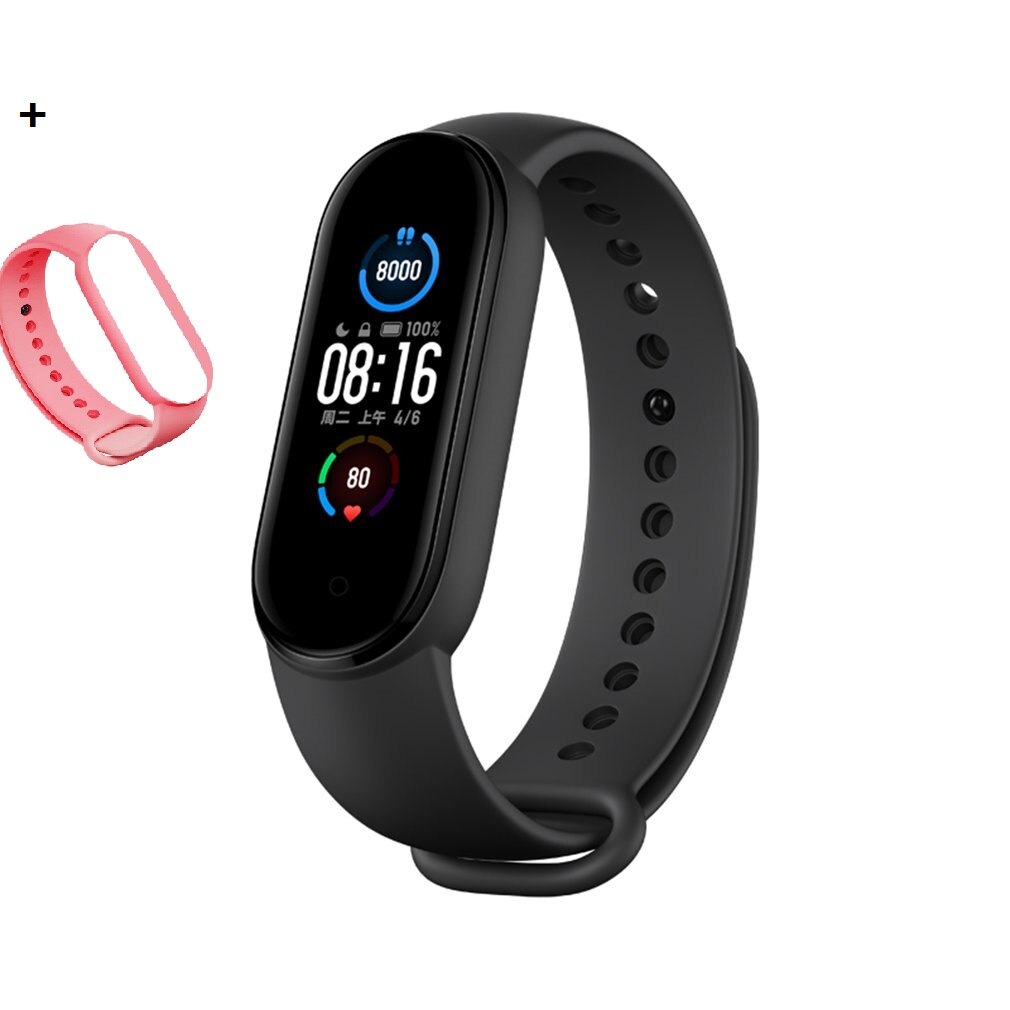 Newest Xiaomi Mi Band 5 Wristband 4 Color Heart Rate Fitness Tracker Bluetooth Sport Bracelet AMOLED Screen Miband 5: pink