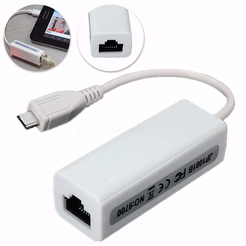 Micro USB 2.0 5P to RJ45 Networks Lan Ethernet Cable Converter Adapter for Tablet PC @M23