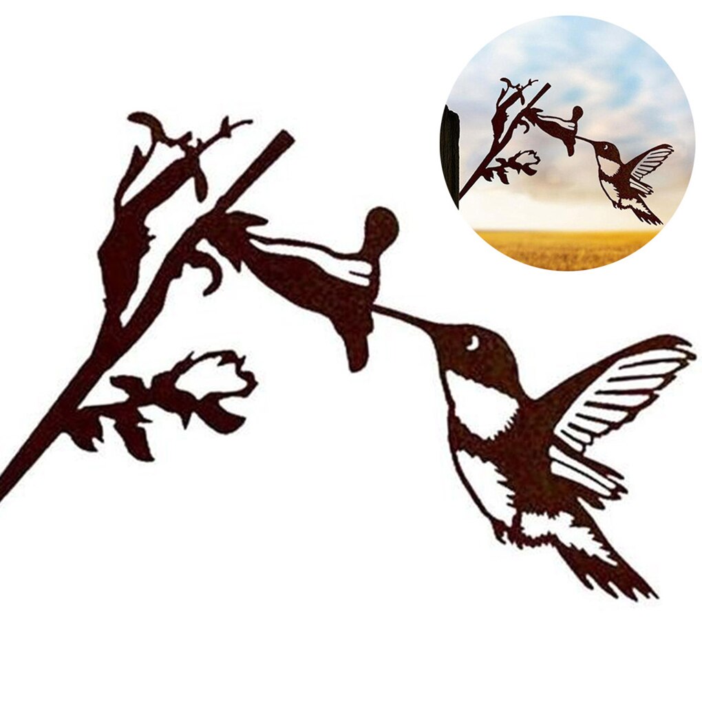 Tree Stake Metal Garden Art Stump Decoration Silhouette Hanging Yard Prop Pendant animal Bird shape Home Garden Decoration
