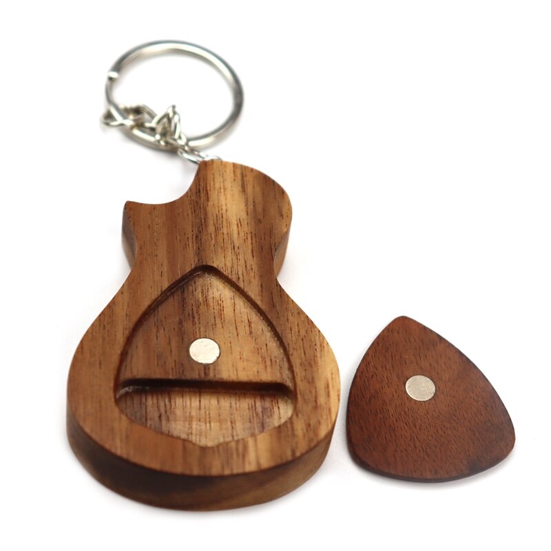 Gitaar Houten Pick Doos Gitaar Vormige Pick Houder Met Hout Picks Voor Gitaar Bas Muziek Instrument: 1