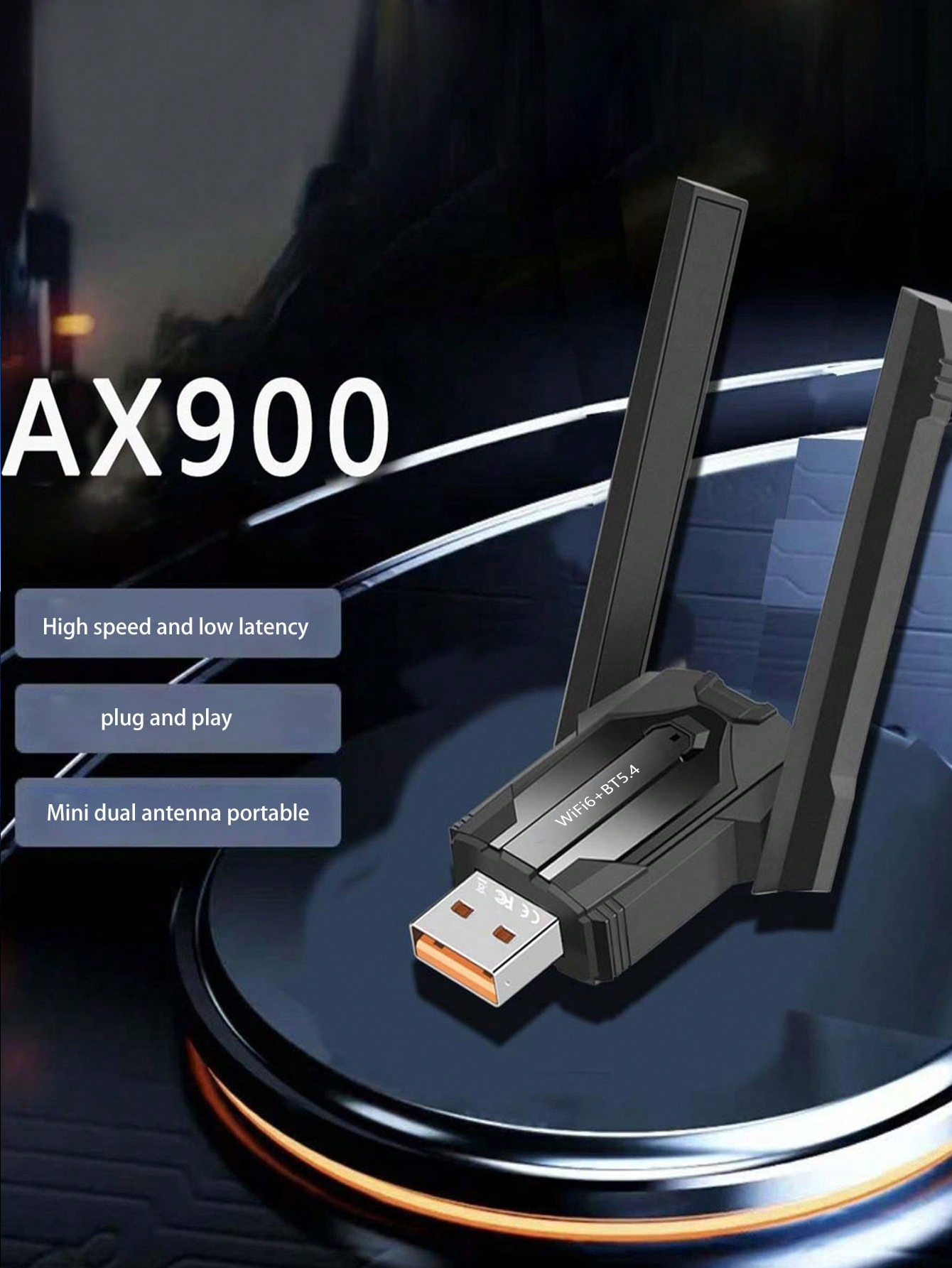 WiFi6 driver-free dual-band 5G network card, Bluetooth 5.4 dual-in-one , 1300Mbps high-speed USB receiver