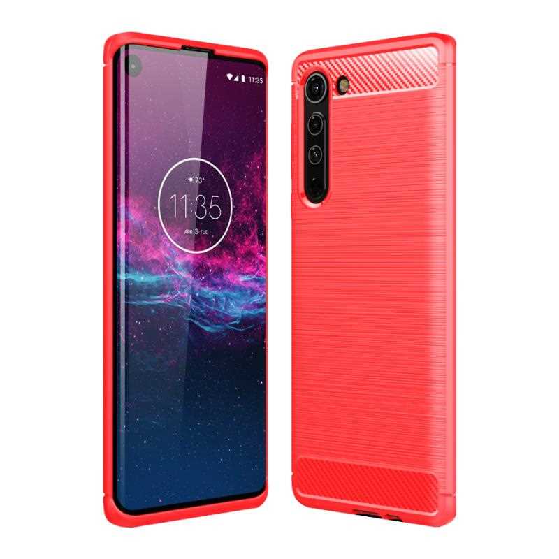 Armor Phone Cases For Motorola Edge Plus Case + Tempered Glass Soft Gel Skin Protection Carbon Fiber Moto Edge Silicon Covers: Moto Edge Plus / Red / Case and Tem glass