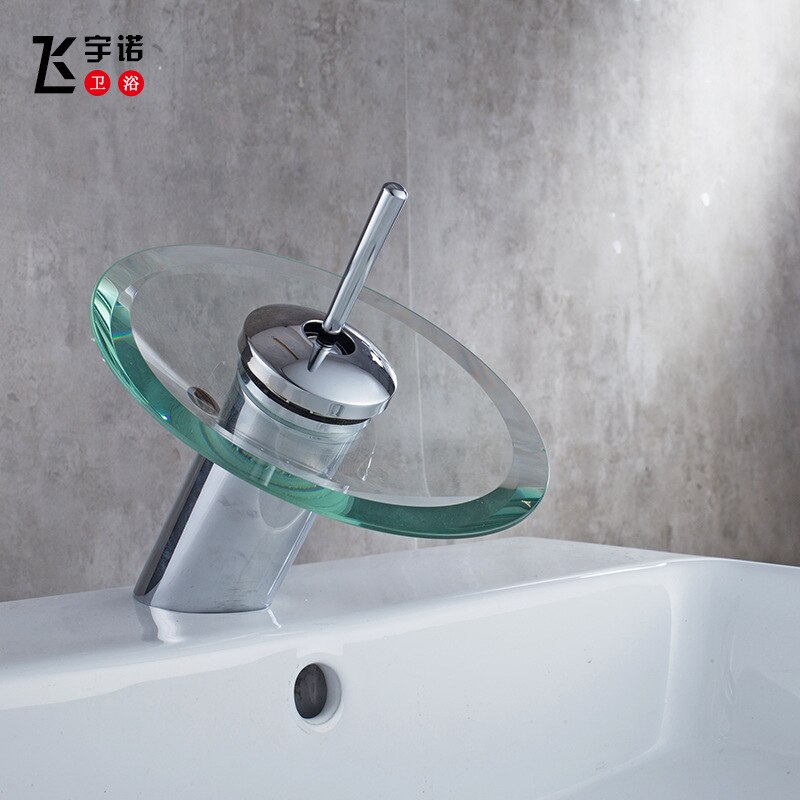 Koperen kraan voor grensoverschrijdende levering van buitenlandse handel, badkamer, glas waterval, wastafel plating, koud en warm water mengen fauc