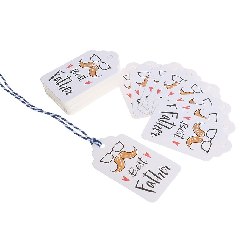 Juego de 50 unidades para el mejor día del padre, marcapáginas pintado, colgante con etiqueta