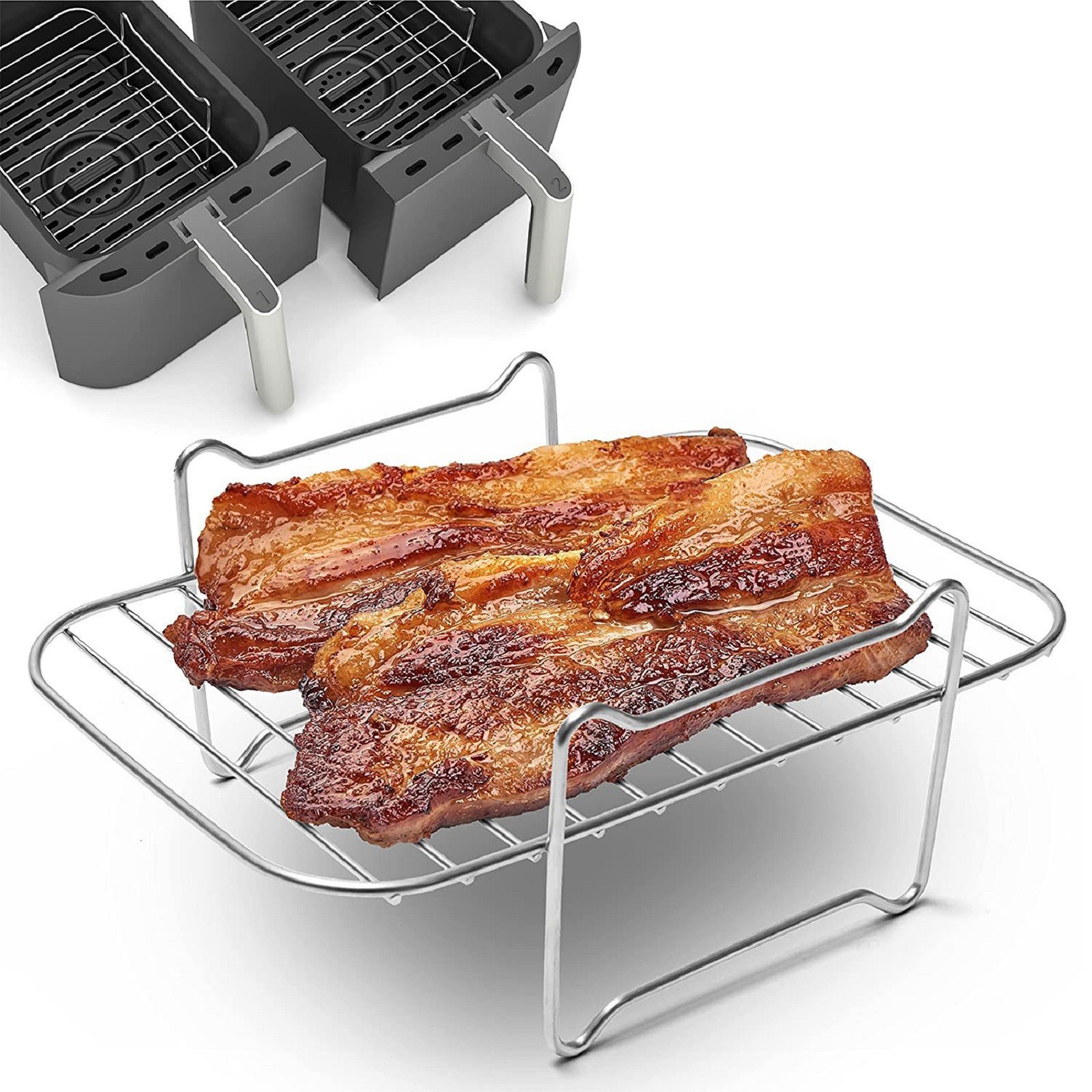 Accesorios para freidora de aire, estantes de acero inoxidable para cocinar al vapor, verduras y arroz, utensilios de cocina