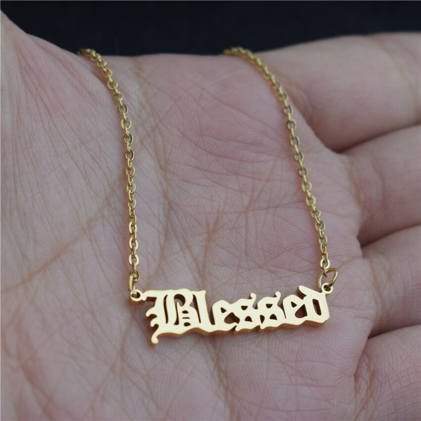 Name Necklace Women Stainless Steel Link Chain Nameplate Pendant Custom Jewelry BFF Punk Men Necklaces