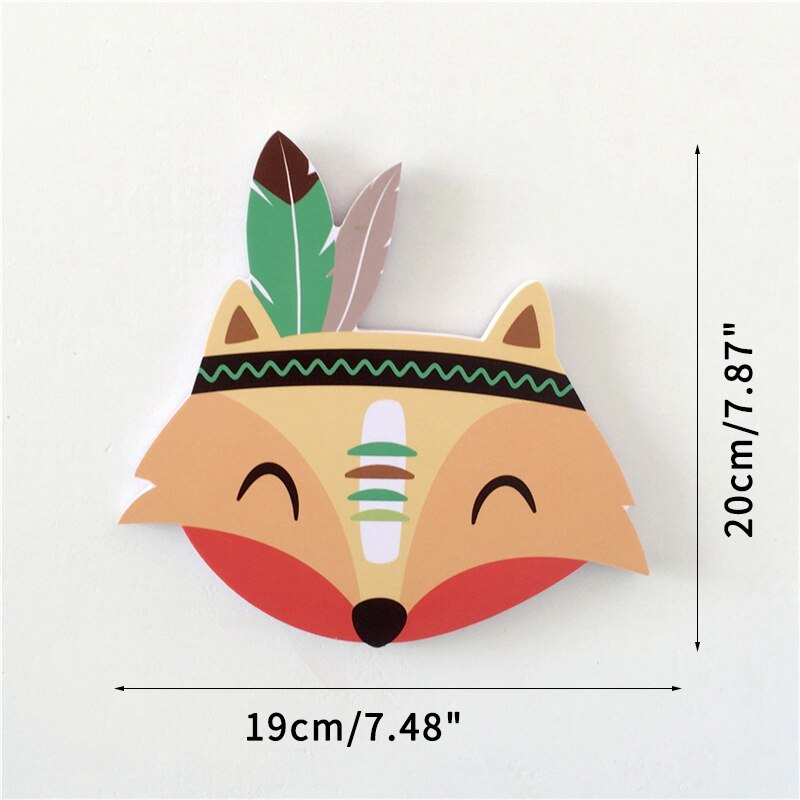 Style nordique enfants chambre ornements dessin animé animaux renard bébé chambre berceau décor enfant dessin animé Animal tête mur décor enfant: 8