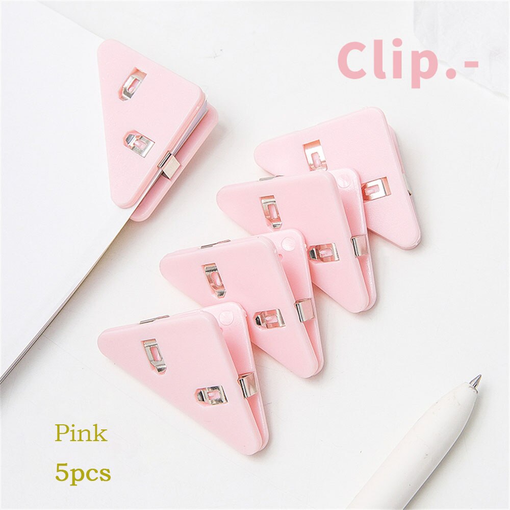 5 stücke Kunststoff Ecke Clip transparent Prüfung Seite Halfter Papier Clip Klemme Datei Index Foto Büro Schule Schreibwaren: Rosa