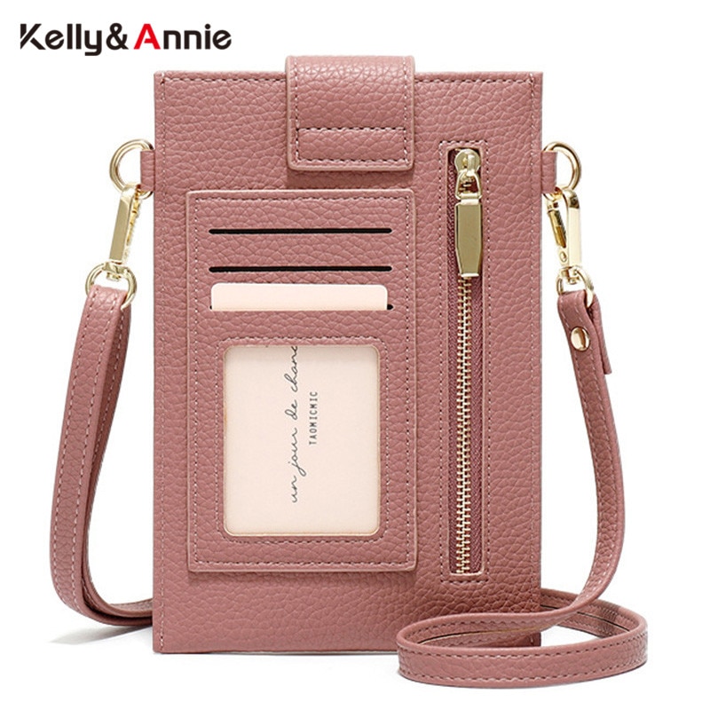Tynn messenger bag dame liten skulder bag dame mobiltelefon lomme mini crossbody bag kvinne kort veske
