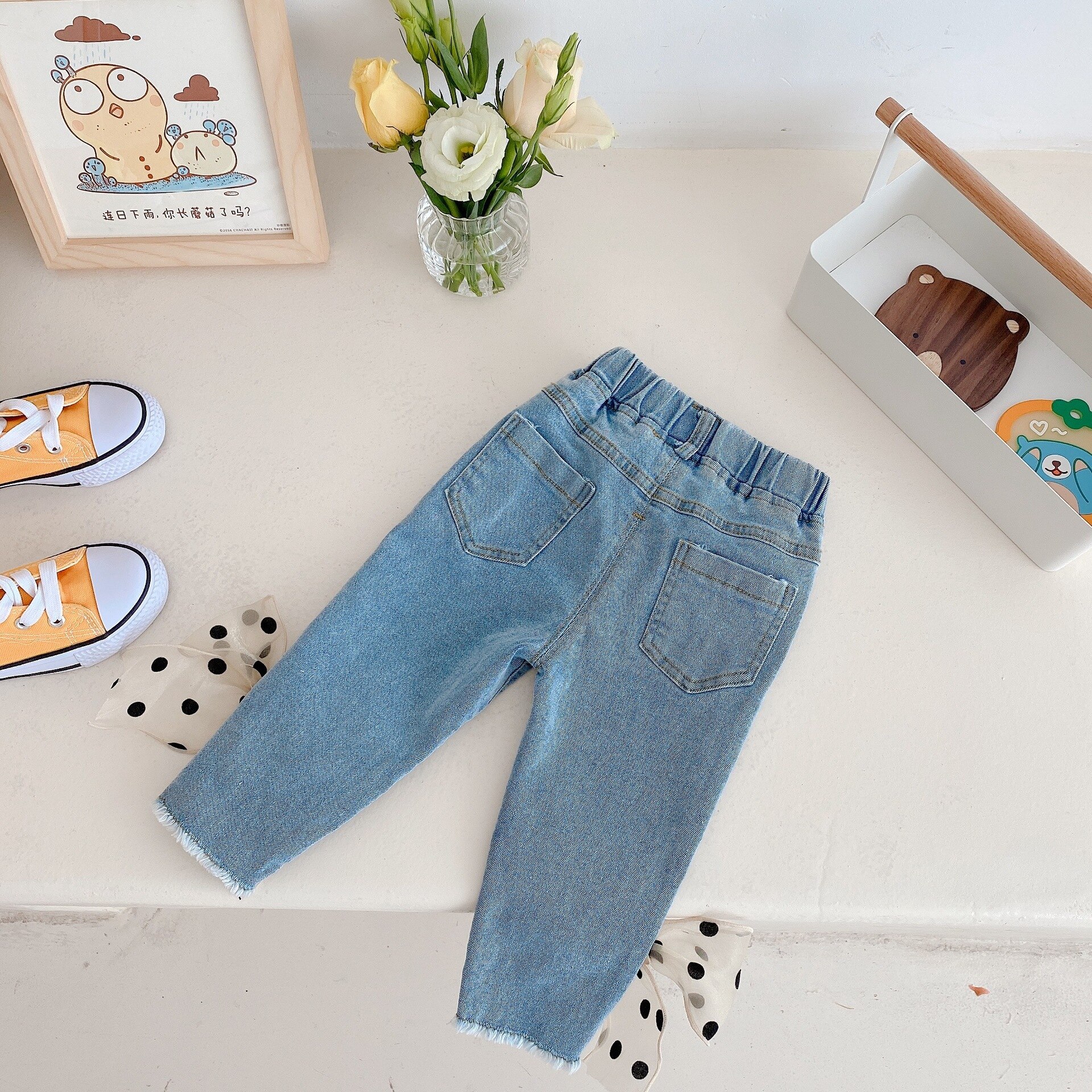 Jean Long à gros nœud pour petites filles, – Grandado