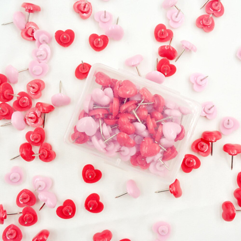 Chinchetas de empuje de corazón para pared roja, tachuelas decorativas para tablero de corcho, hogar y oficina, 50 Uds.