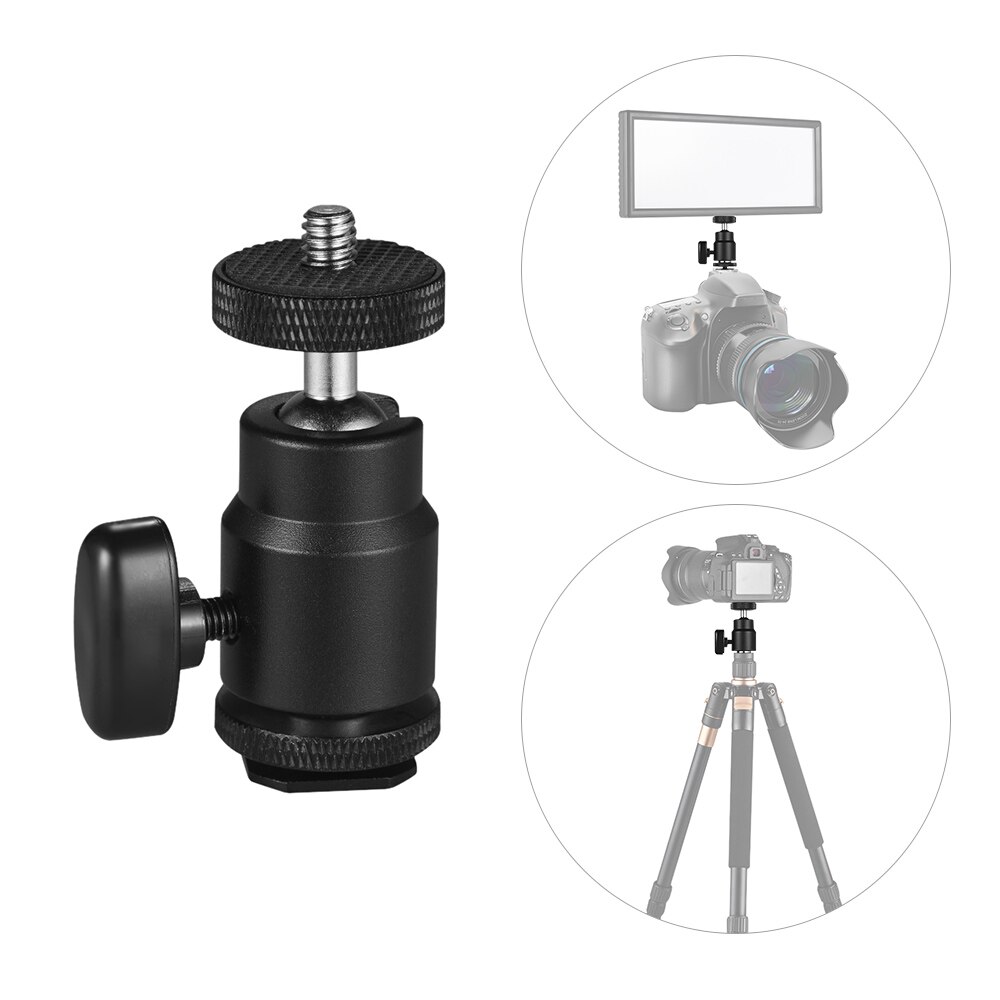 2 stücke 360 rotierend Mini Ball Kopf Heißer Schuh Adapter 1/4 "Schraube Gewinde Basis für DSLR Kamera LED Licht Monitor Stativ Monopod Kugelkopf