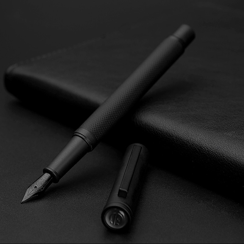 Klassisk luksus 0.5mm sort f nib fyldepen fuld metal klip penne til forretning underskrivning skrive skole kontorartikler