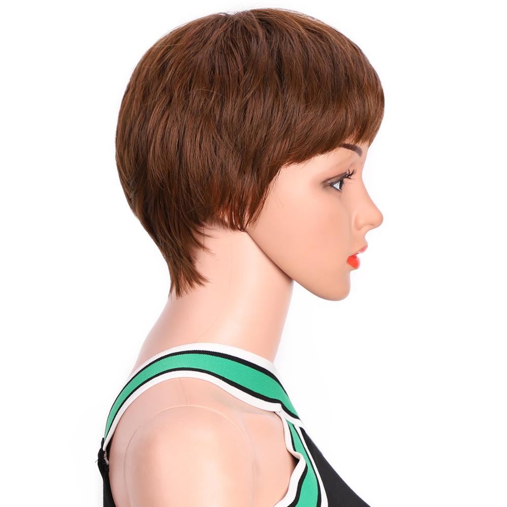 AISIBEAUTY krótka fryzura wróżka peruki z prostymi włosami dla czarnych kobiet bezklejowa maszyna wykonana peruka 4 kolory dostępne dla afroamerykanów