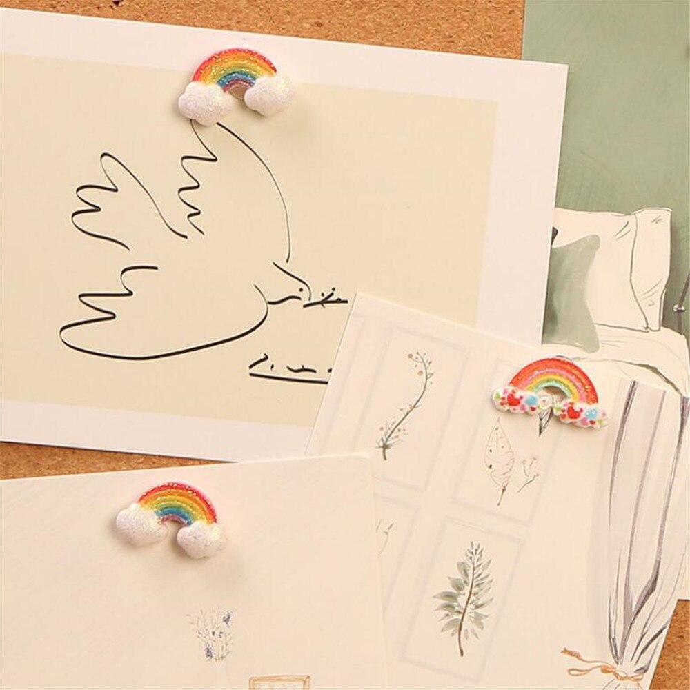 9pcs Beautiful Rainbow Thumbtack Pin Office Push Pins Decoration Cork Board Pushpins Binding Supplies Home Wall Fixed Nails