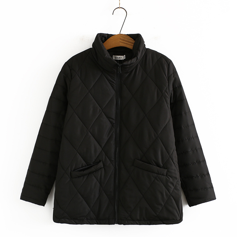 Dames Herfst Winter Plus Size Gewatteerd Jack Voor Vrouwen Grote Lange Mouwen Losse Dikke Gewatteerde Rits Jas 3XL 4XL 5XL 6XL: Black / Xxxl