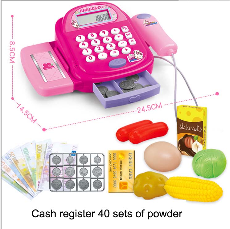 Aprendizaje educativos cajero niños fingir jugar contra caja registradora de juguete miniatura simulado modelo supermercado casa papel: Rojo