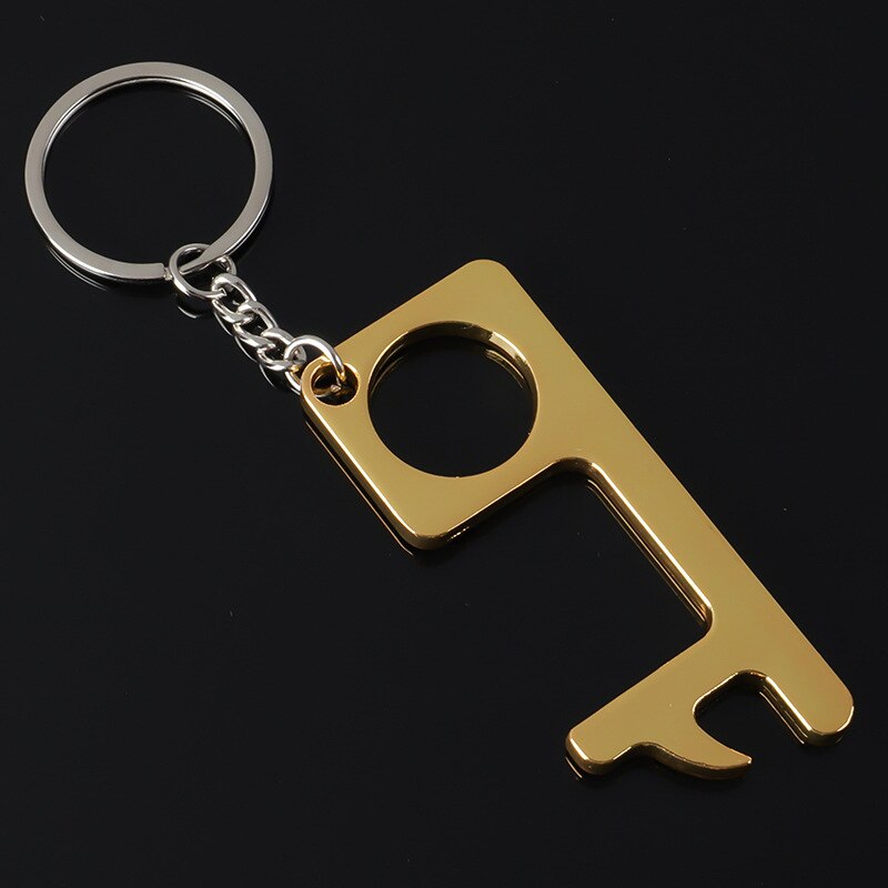 1 Pcs Copper Aluminum Alloy Anti-touch Door Handle Elevator Artifact Key Ring Touch Screen Key Ring Classic Key Door Opener: 04