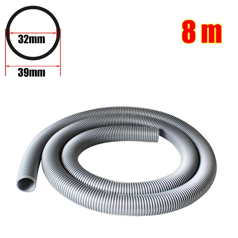 Inner 32 mm Household Vacuum Cleaner Thread Hose Straws Factory Bellows Vacuum Tube Soft flexible EVA Hose Pipe Replacement Part: Gray-8m