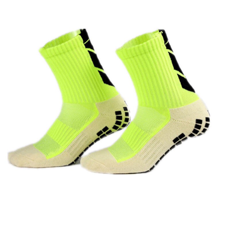 9 farver fodboldstrømper skridsikre fodboldstrømper herre sportsstrømper gode bomulds calcetines samme type som trusox: Grøn
