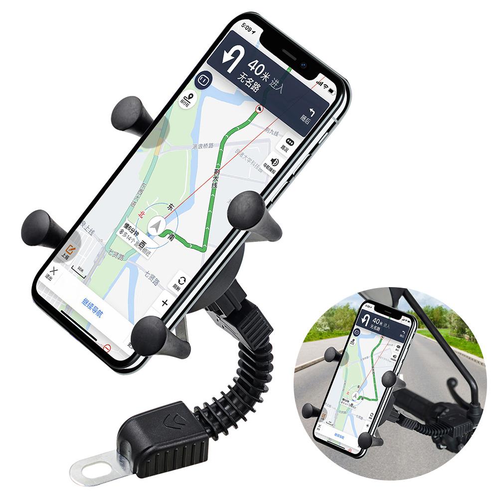 Achteruitkijkspiegel Motorfiets Mobiele Telefoon Houder Shockproof 360 Roterende Bevestiging Navigatie Mobiele Telefoon Stand Voor Iphone Huawei