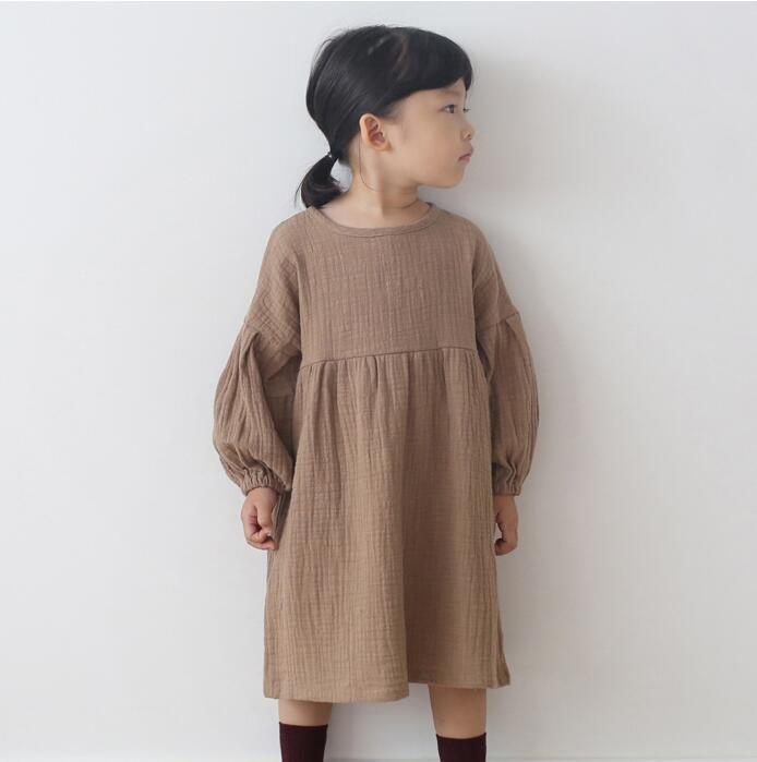 Vestido de verano para niñas, ropa de lino con volantes, Princesa, novedad de verano,: brown / 18M