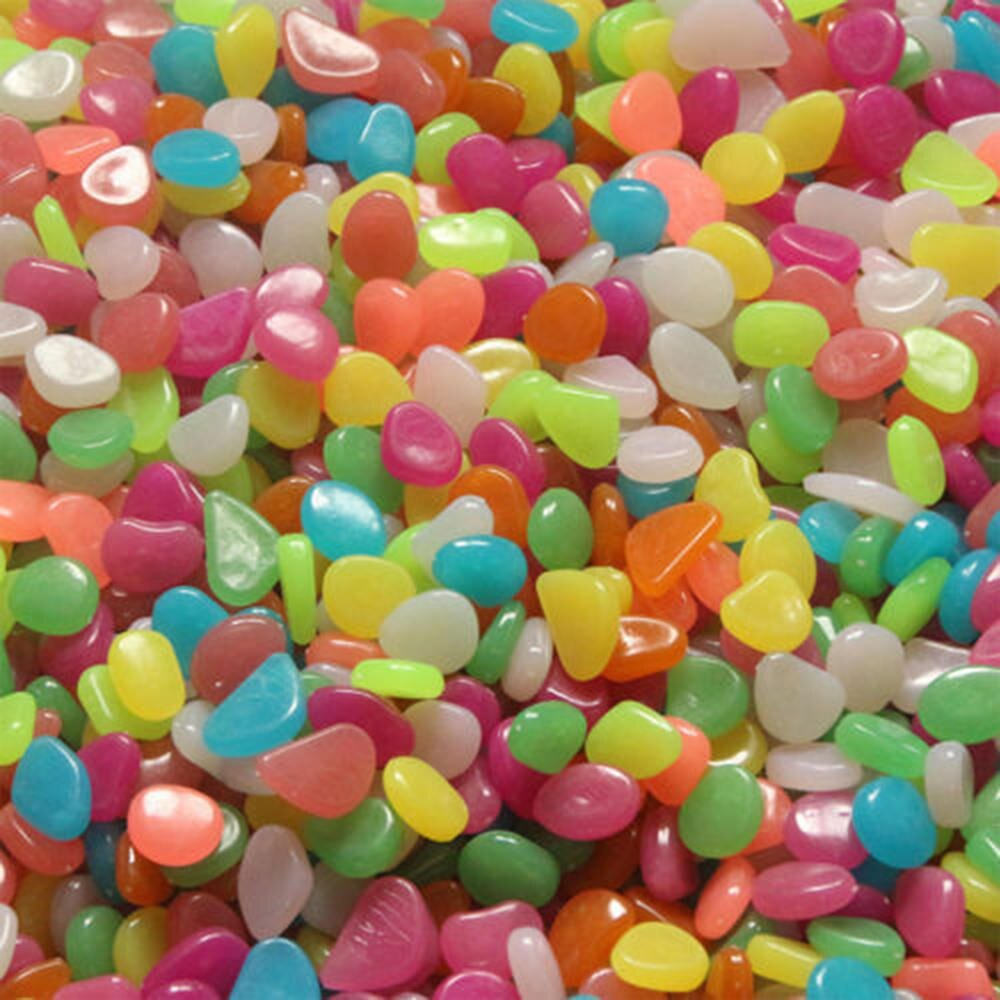 100 stk glød småsten glød sten klipper til mørk havesti gårdhave græsplæne havehaveindretning lysende sten