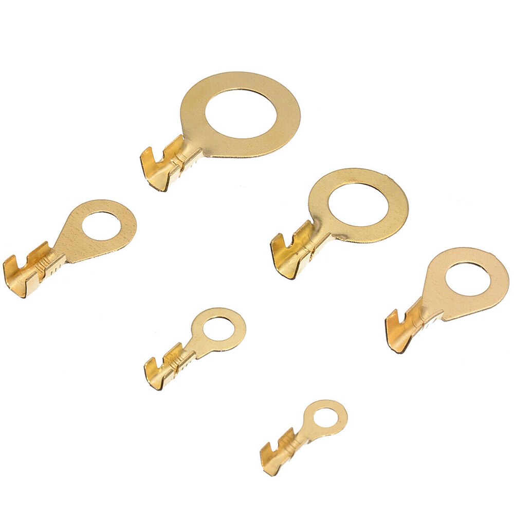 150Pcs Insulated Brass Ring Crimp Terminals Wire Connectors Spade Electrical Kit Ring Eye Bare Terminal Connector